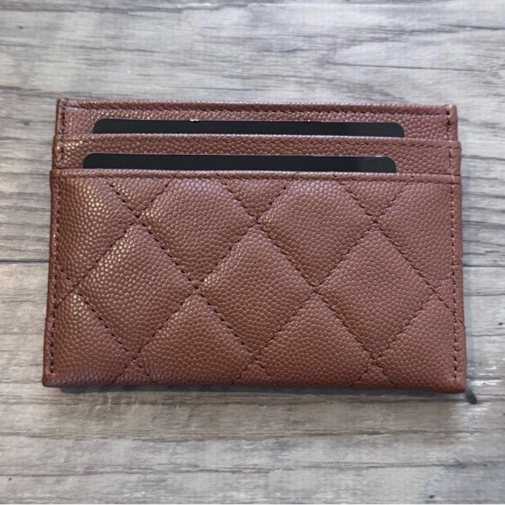 CHANEL Quilted Brown Card Holder